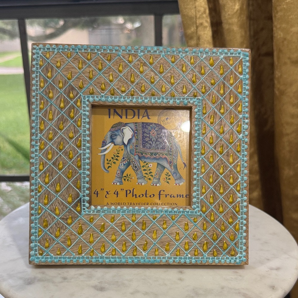 Handcrafted Blue and Gold Photo Frame